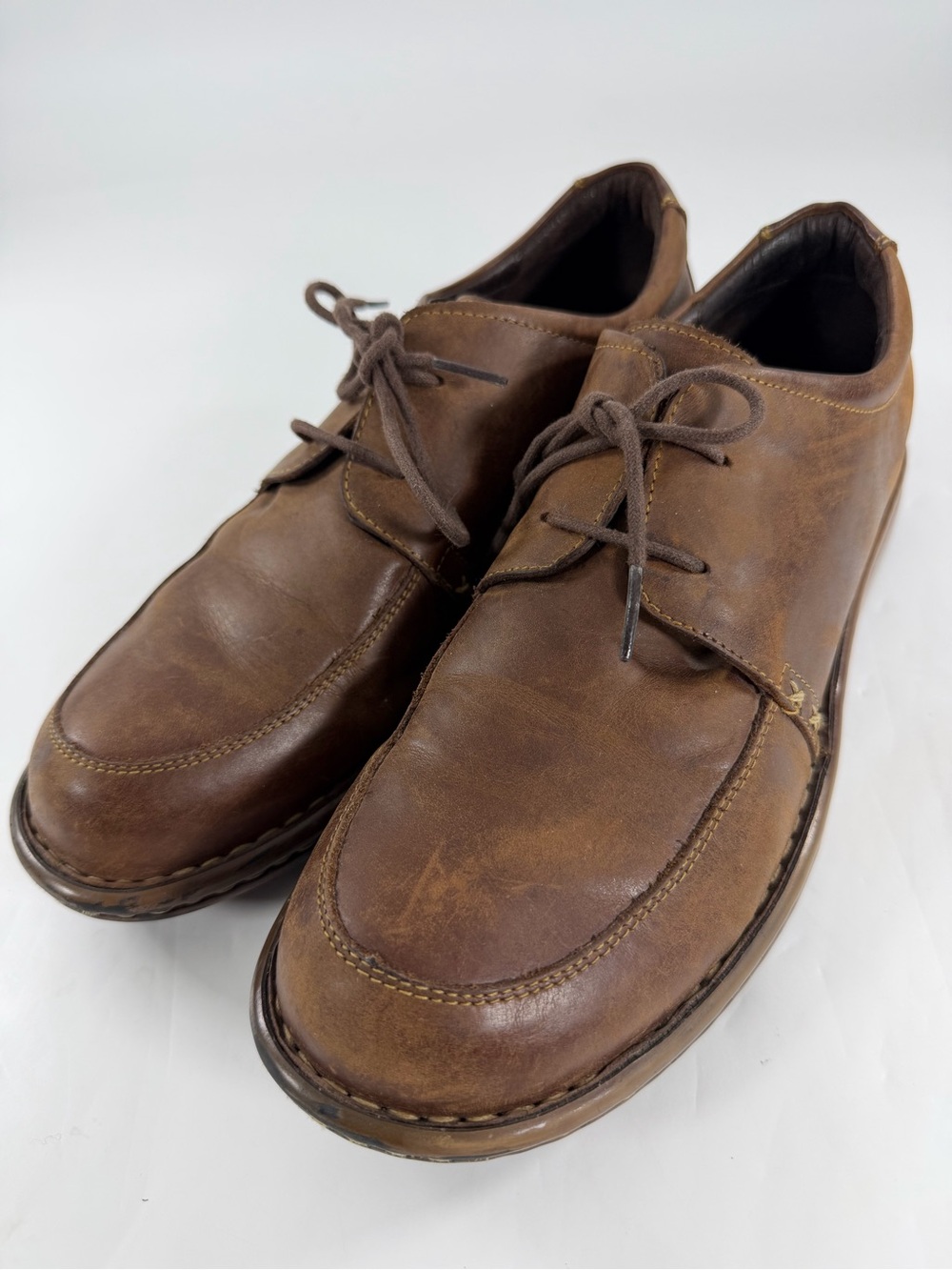 Born Womens Brown Distressed Leather Moc Toe Lace Up Comfort Shoes Size 10 EU 42